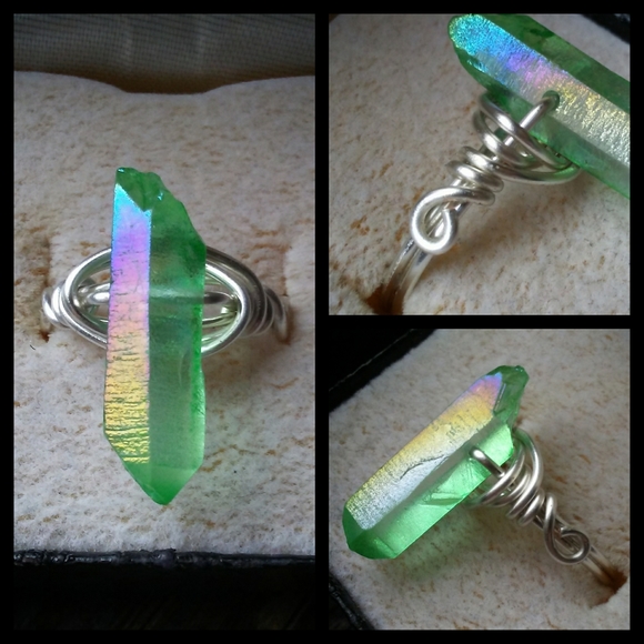 Magic Potion Jewelry - 🌙💚Green Aura Quartz Crystal Ring 5